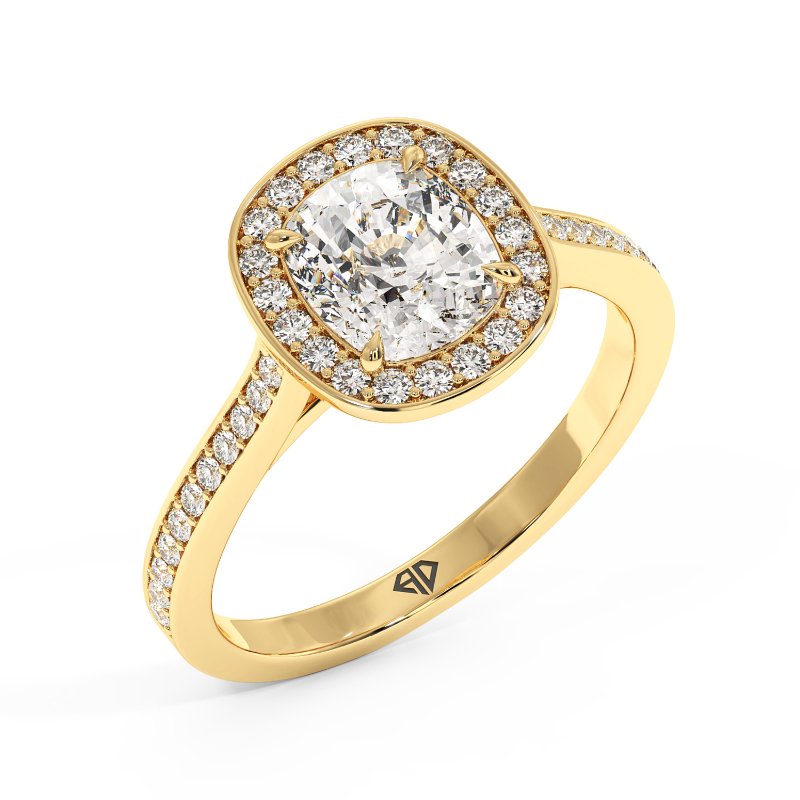 18K Yellow Gold Lucia Halo Engagement Ring
