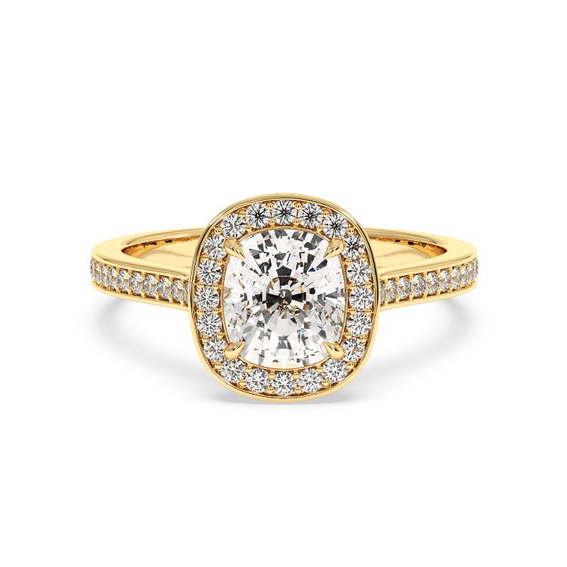 18K Yellow Gold Lucia Halo Engagement Ring