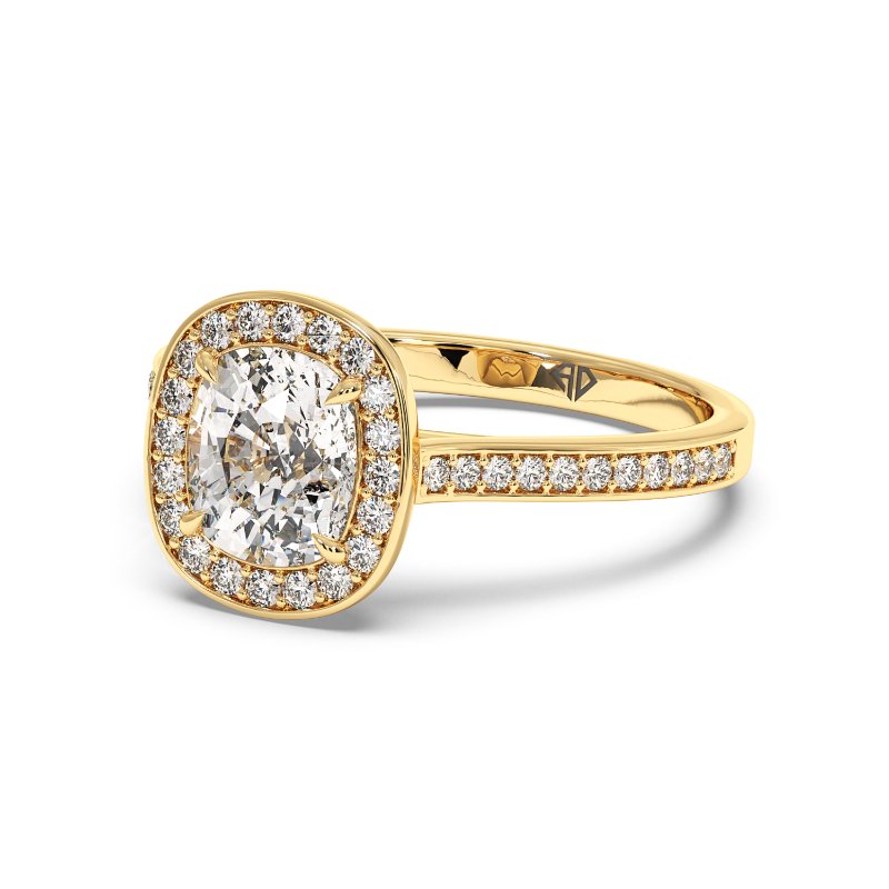 18K Yellow Gold Lucia Halo Engagement Ring