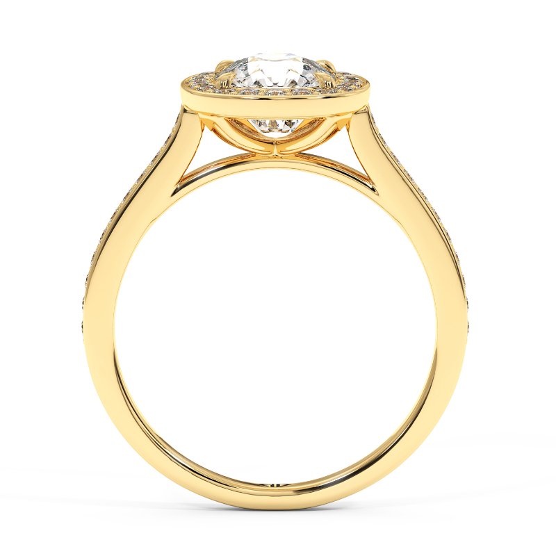 18K Yellow Gold Lucia Halo Engagement Ring