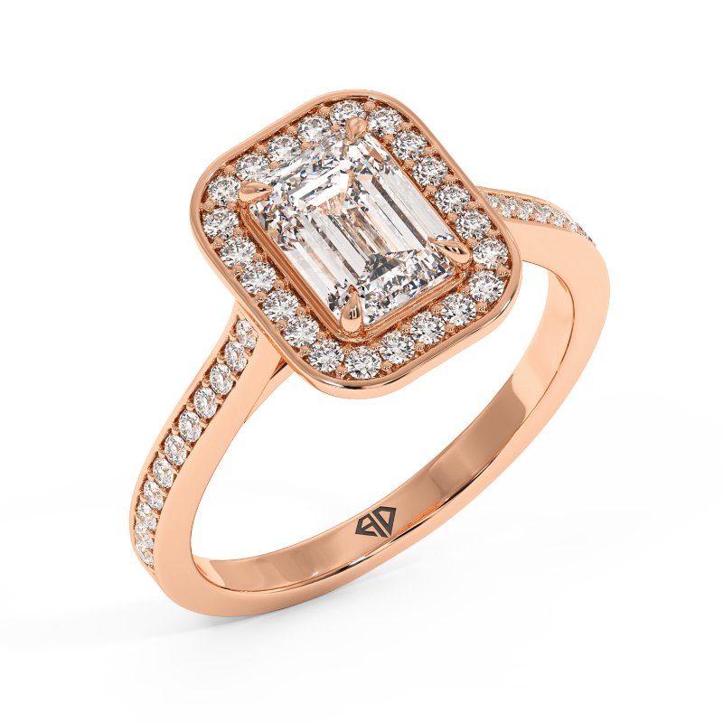18K Rose Gold Lucia Halo Engagement Ring