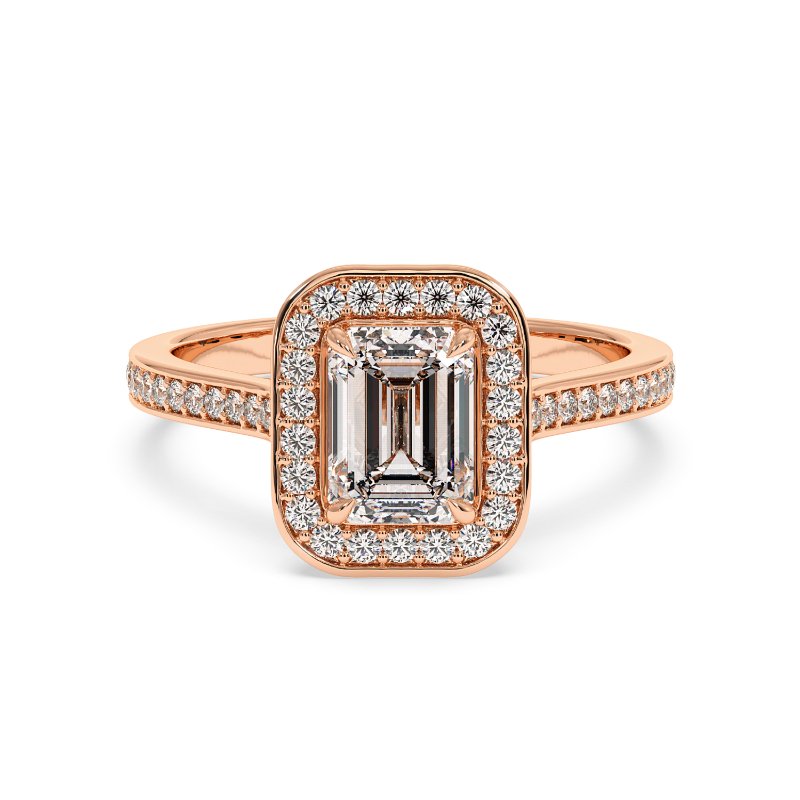18K Rose Gold Lucia Halo Engagement Ring