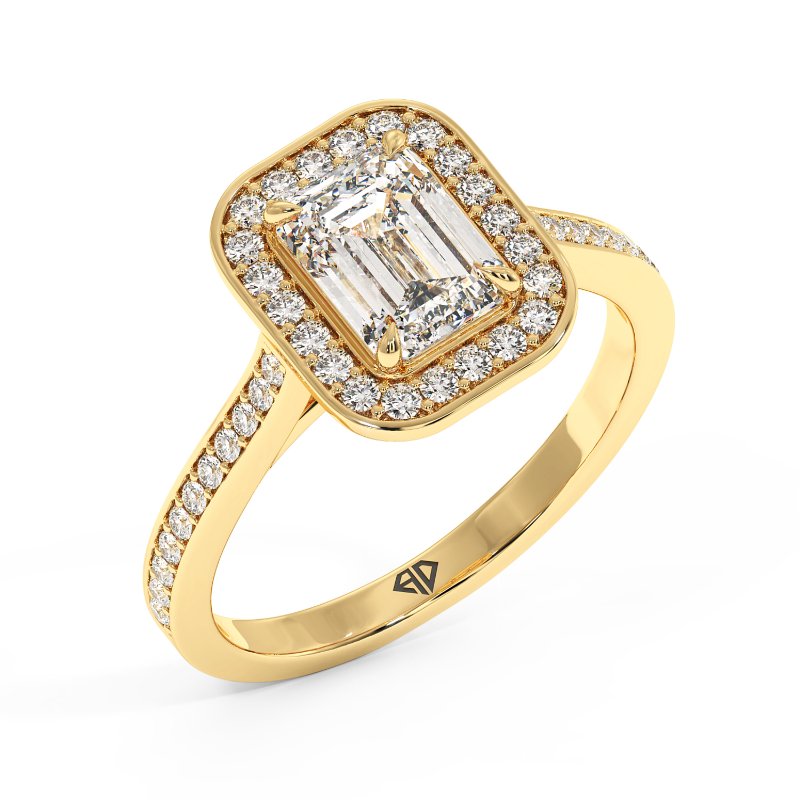 18K Yellow Gold Lucia Halo Engagement Ring