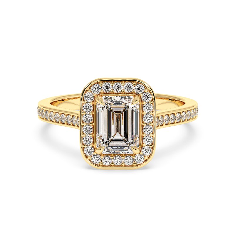 18K Yellow Gold Lucia Halo Engagement Ring