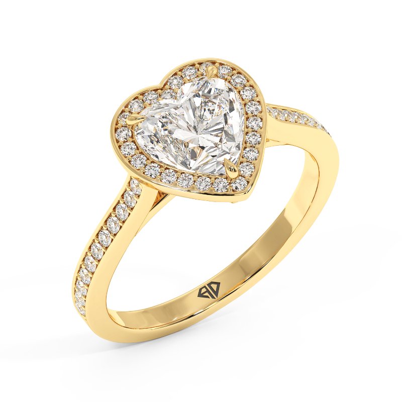 18K Yellow Gold Lucia Halo Engagement Ring