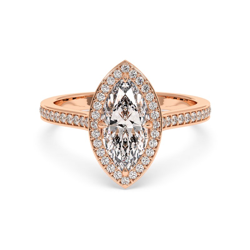 18K Rose Gold Lucia Halo Engagement Ring