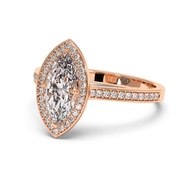 18K Rose Gold Lucia Halo Engagement Ring