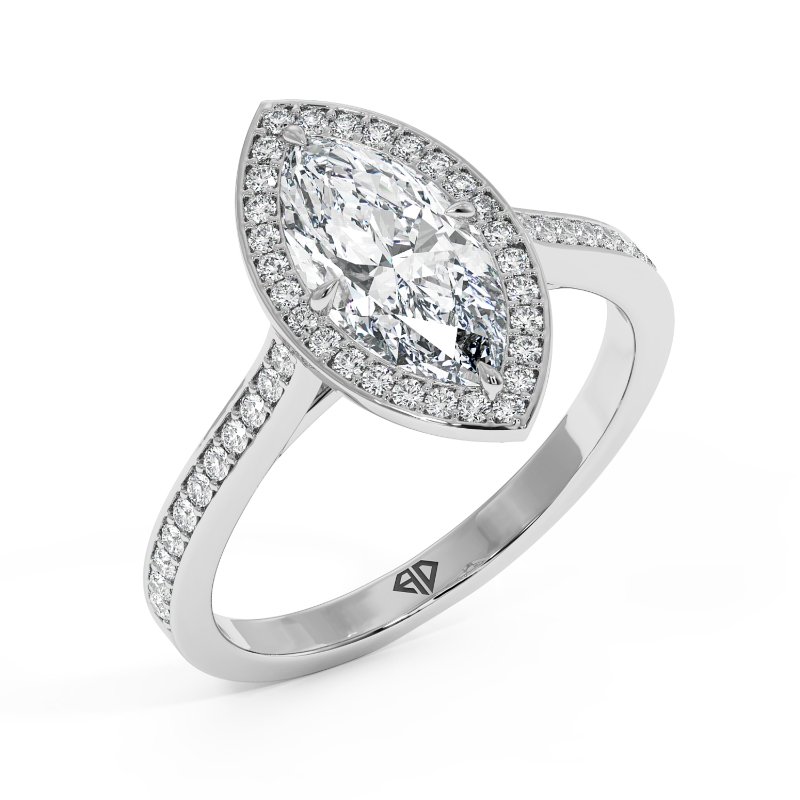 18K White Gold Lucia Halo Engagement Ring