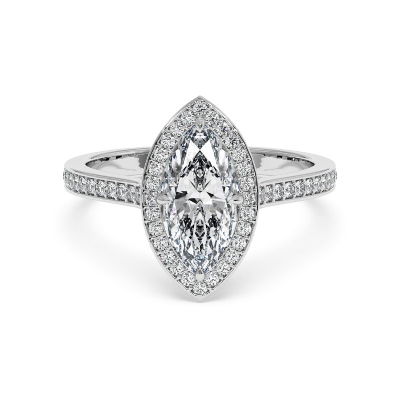 18K White Gold Lucia Halo Engagement Ring
