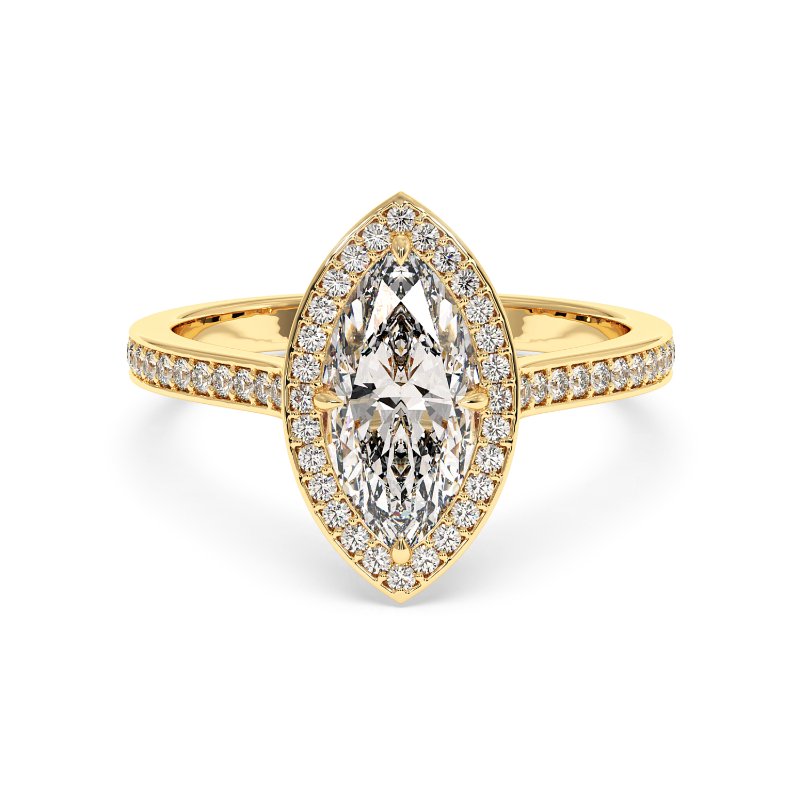 18K Yellow Gold Lucia Halo Engagement Ring