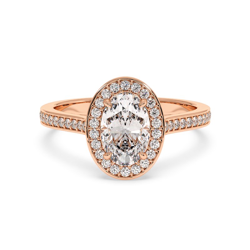 18K Rose Gold Lucia Halo Engagement Ring