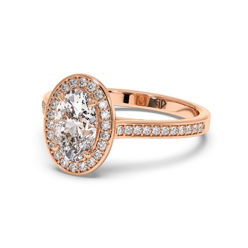 18K Rose Gold Lucia Halo Engagement Ring
