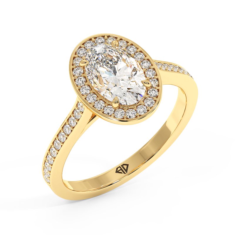 18K Yellow Gold Lucia Halo Engagement Ring