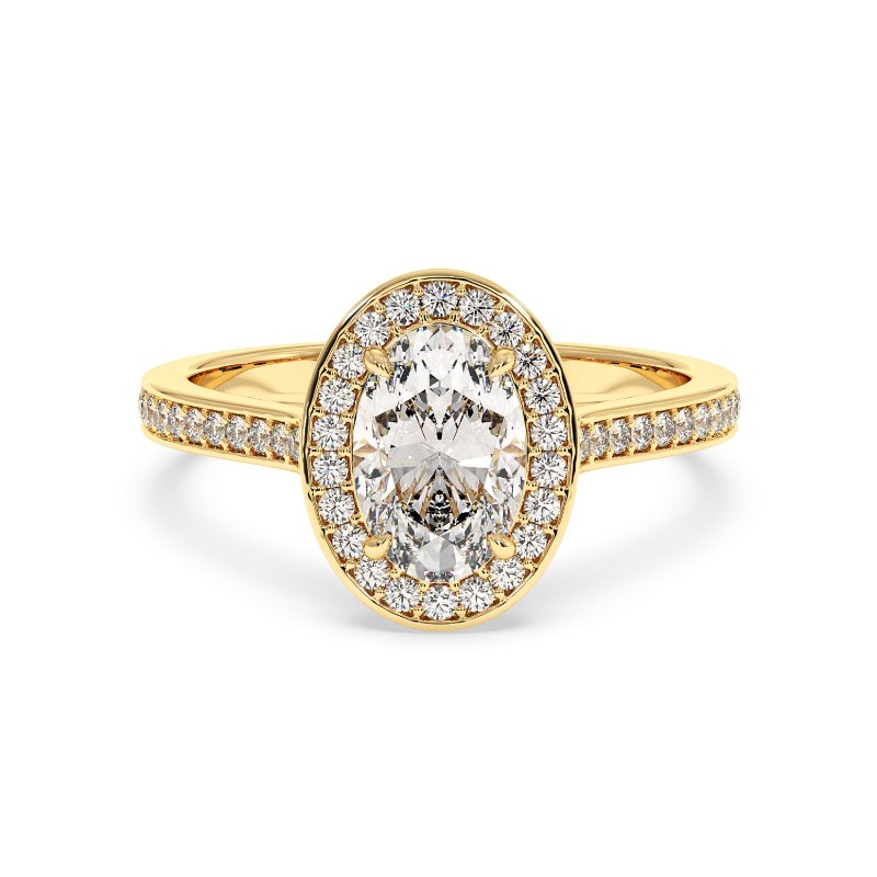 18K Yellow Gold Lucia Halo Engagement Ring