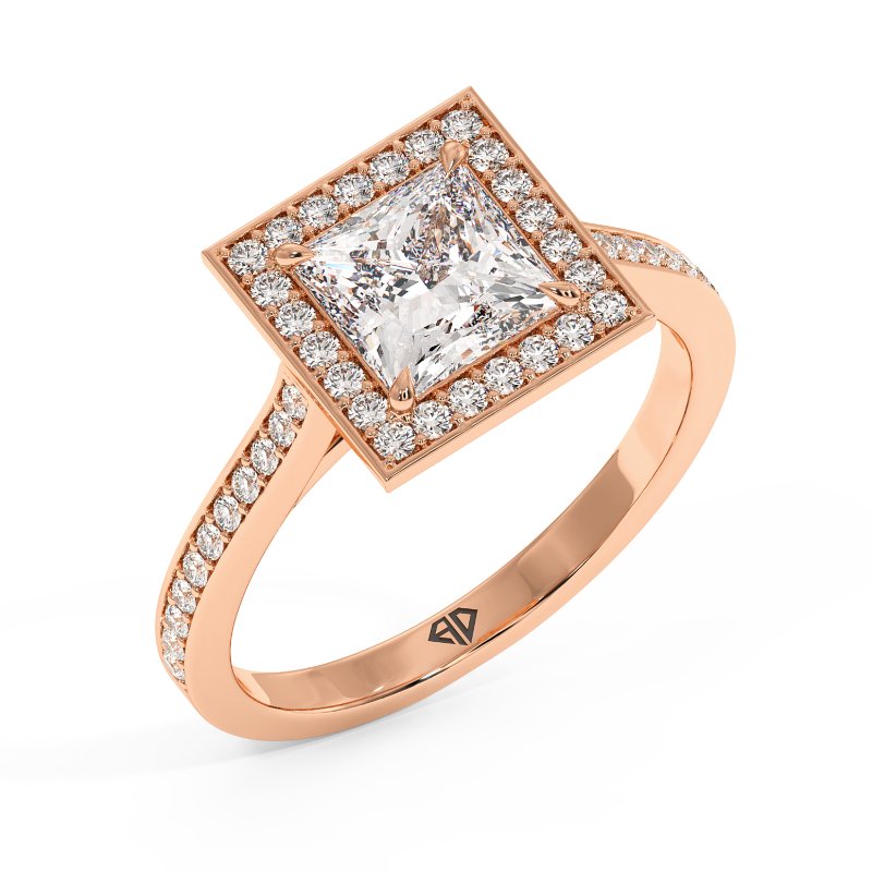 18K Rose Gold Lucia Halo Engagement Ring