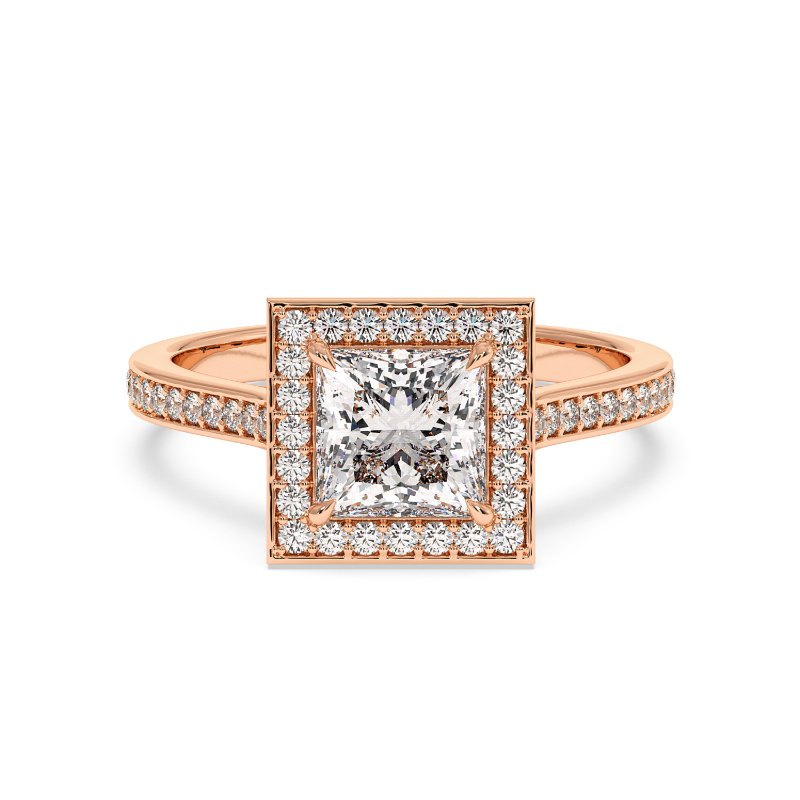 18K Rose Gold Lucia Halo Engagement Ring