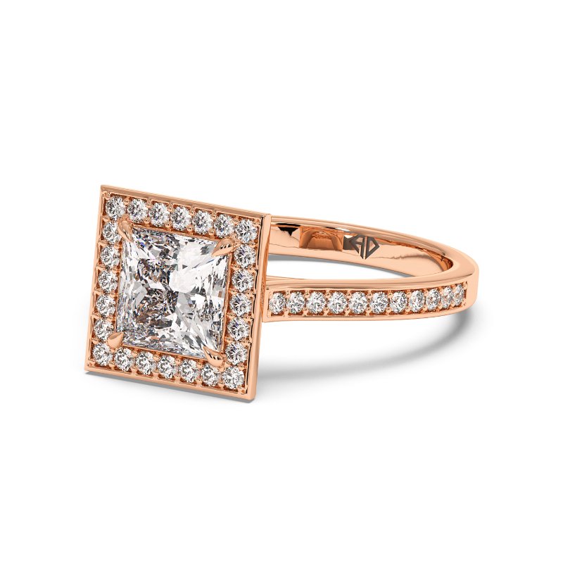 18K Rose Gold Lucia Halo Engagement Ring