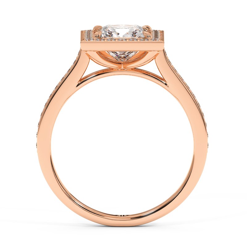 18K Rose Gold Lucia Halo Engagement Ring