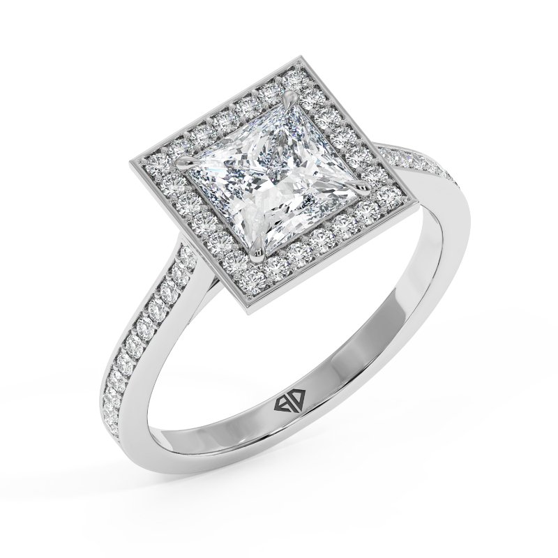 18K White Gold Lucia Halo Engagement Ring