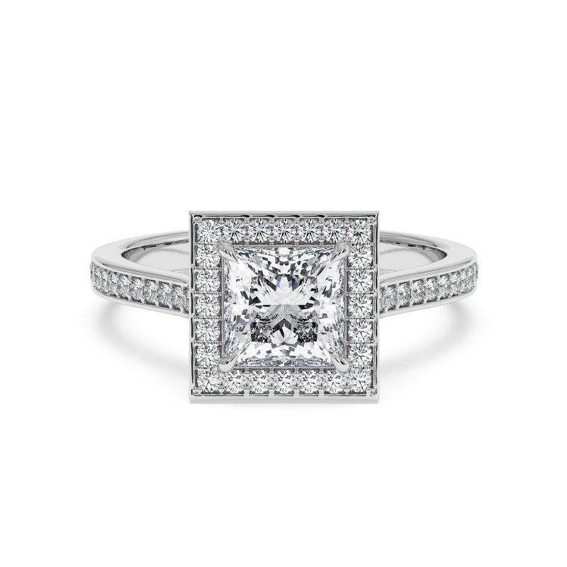18K White Gold Lucia Halo Engagement Ring