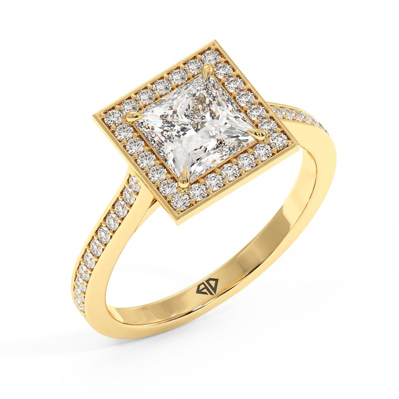 18K Yellow Gold Lucia Halo Engagement Ring