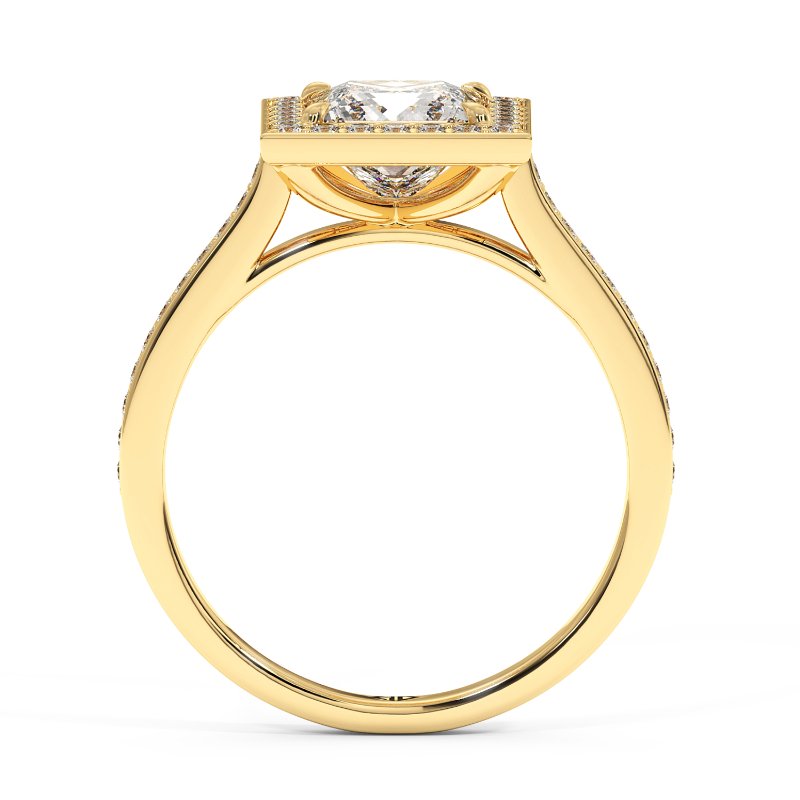 18K Yellow Gold Lucia Halo Engagement Ring
