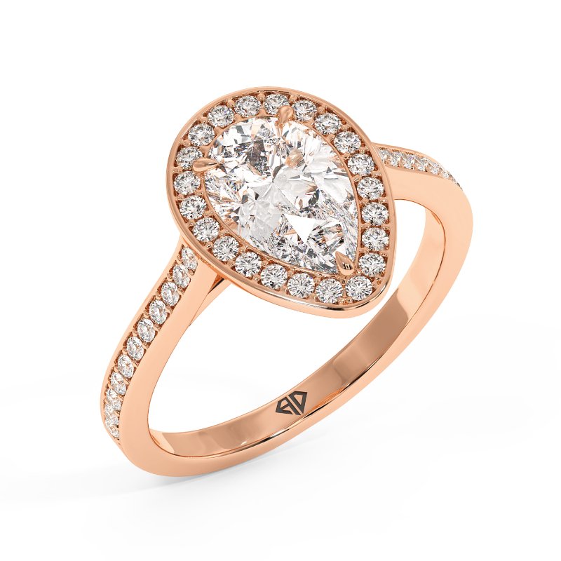 18K Rose Gold Lucia Halo Engagement Ring