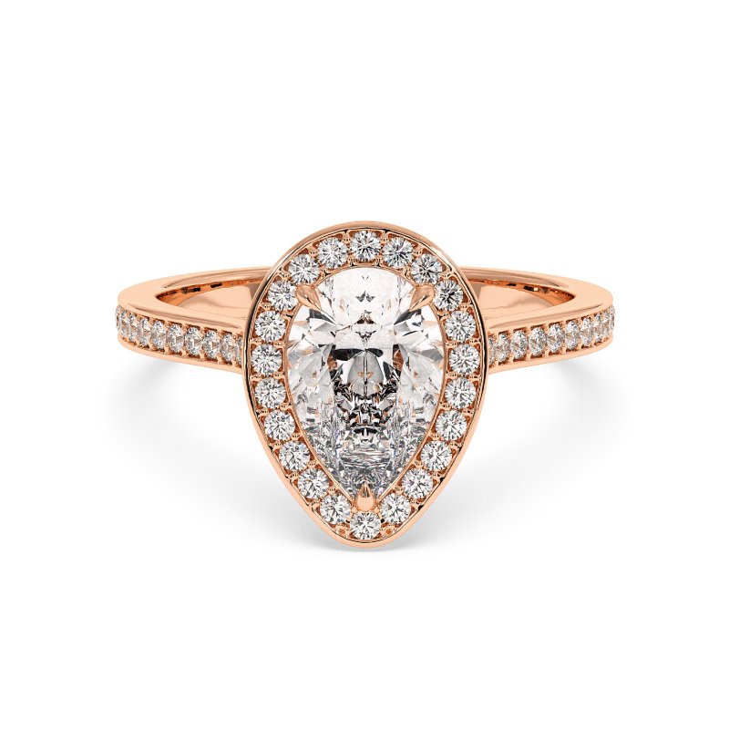 18K Rose Gold Lucia Halo Engagement Ring