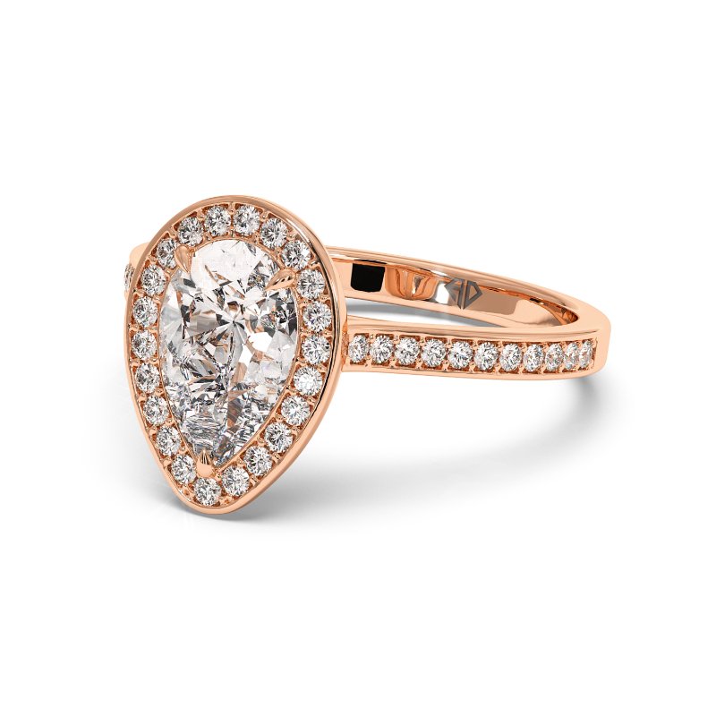 18K Rose Gold Lucia Halo Engagement Ring