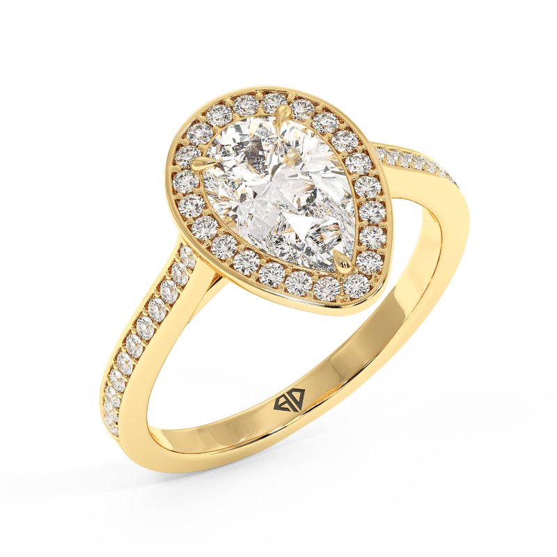 18K Yellow Gold Lucia Halo Engagement Ring