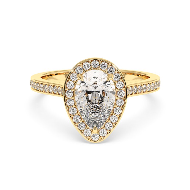 18K Yellow Gold Lucia Halo Engagement Ring