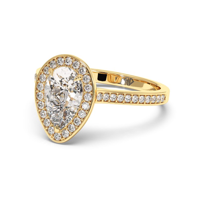 18K Yellow Gold Lucia Halo Engagement Ring