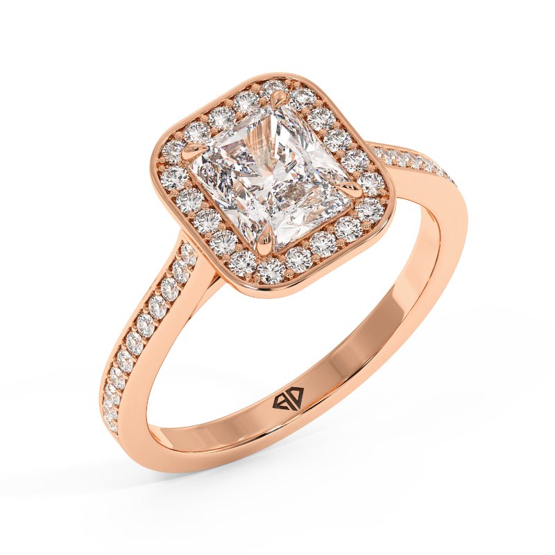18K Rose Gold Lucia Halo Engagement Ring
