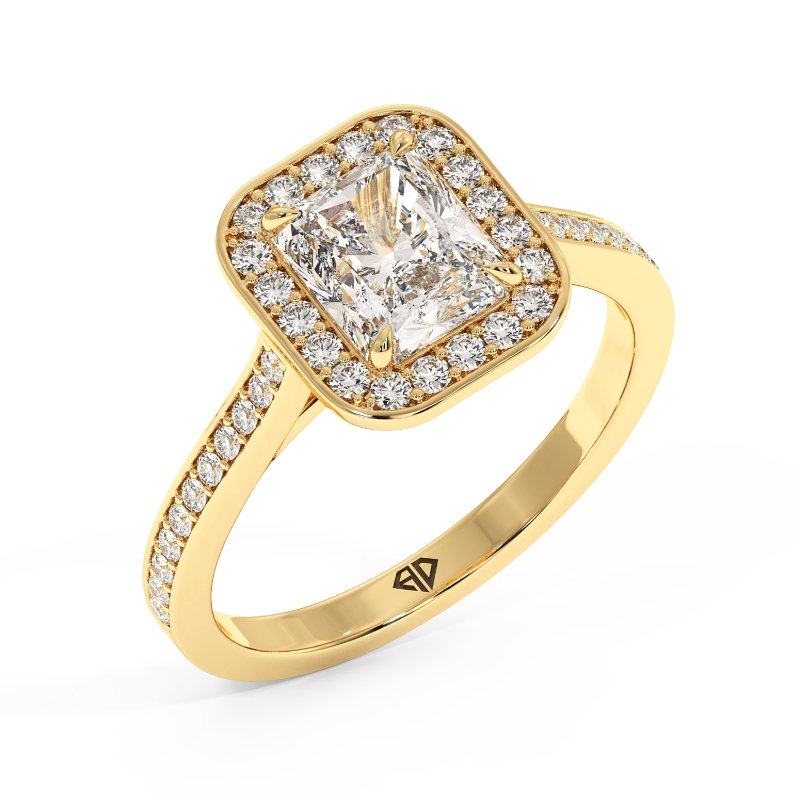 18K Yellow Gold Lucia Halo Engagement Ring