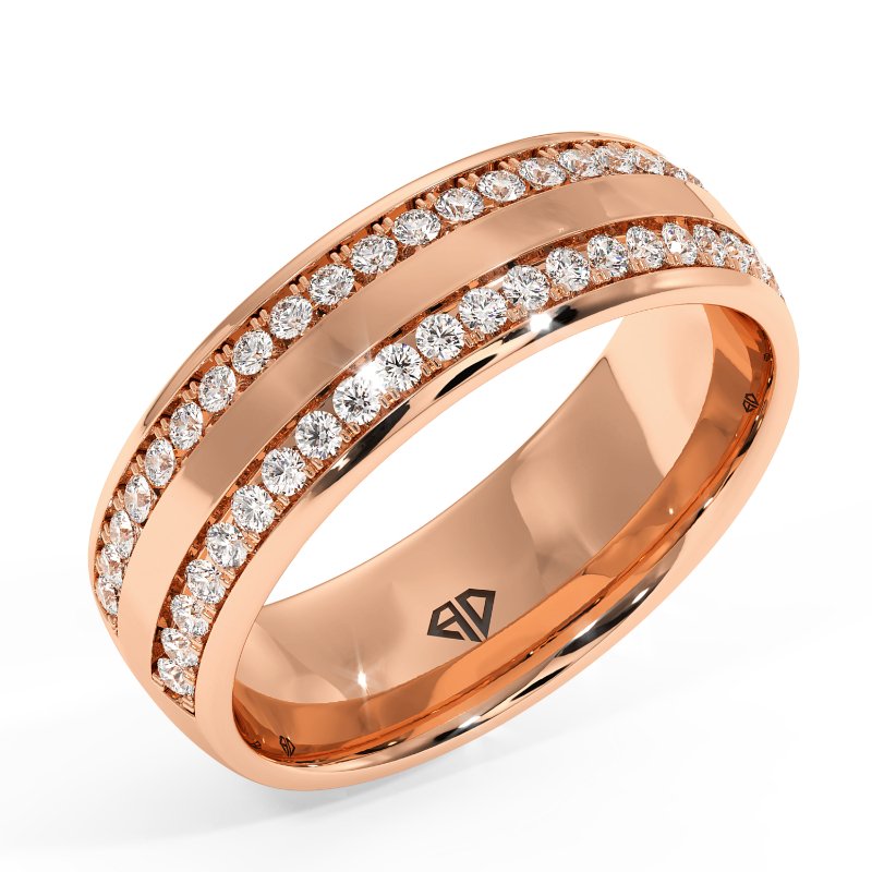 18K Rose Gold Hercules Diamond Wedding Band