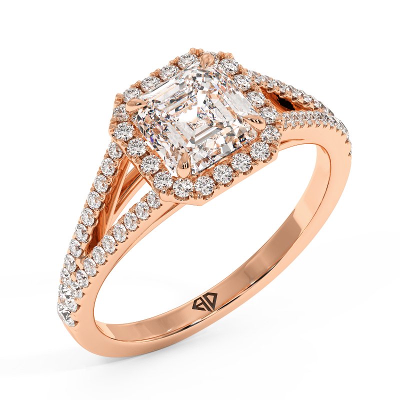 18K Rose Gold Odessa Halo Engagement Ring