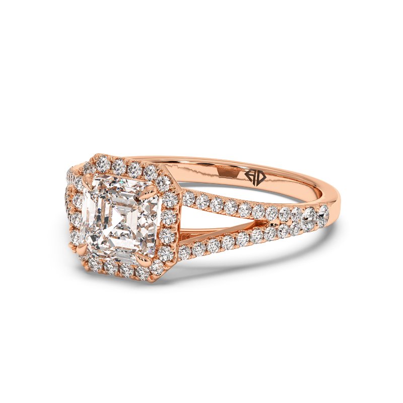 18K Rose Gold Odessa Halo Engagement Ring