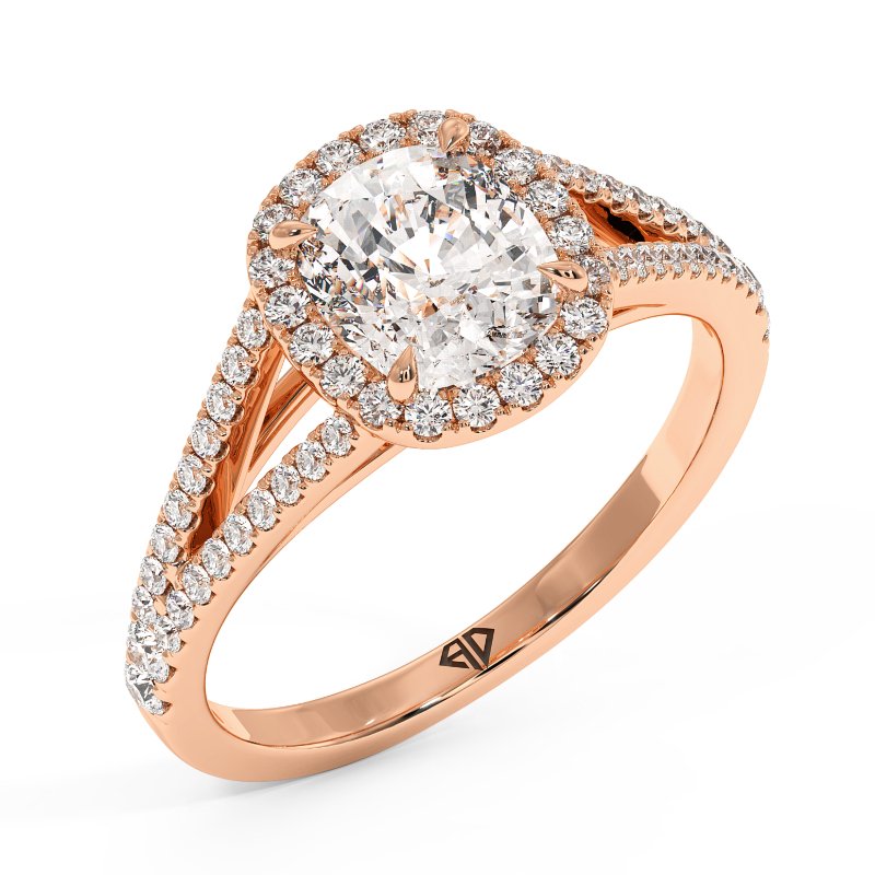 18K Rose Gold Odessa Halo Engagement Ring
