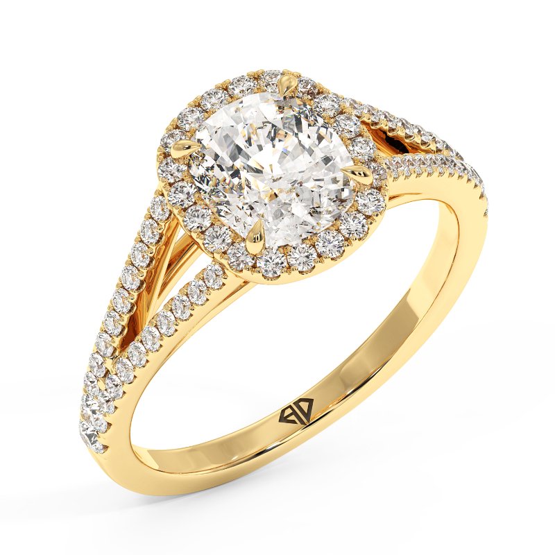 18K Yellow Gold Odessa Halo Engagement Ring