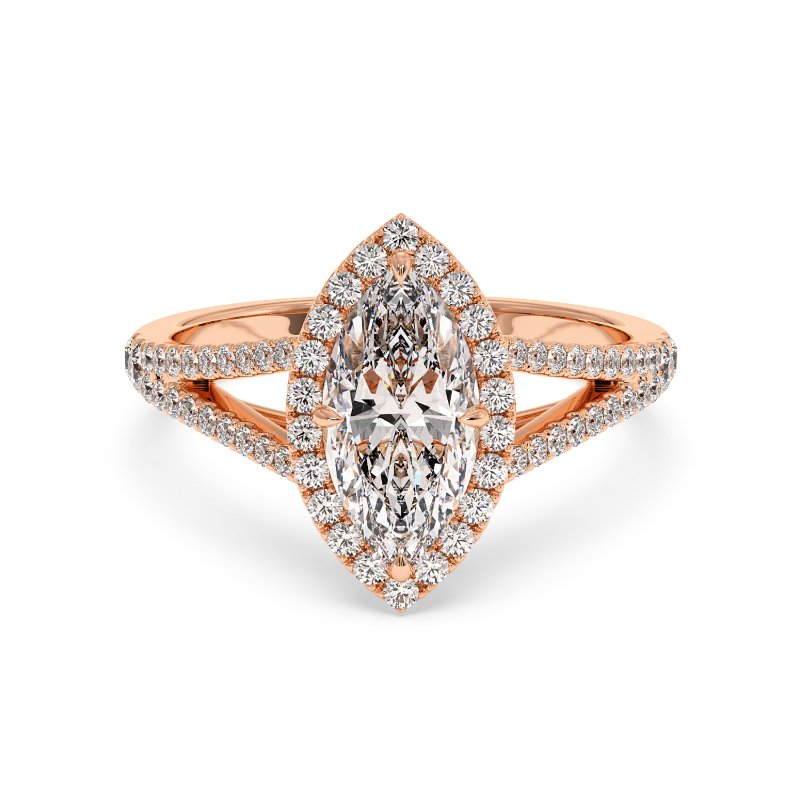 18K Rose Gold Odessa Halo Engagement Ring