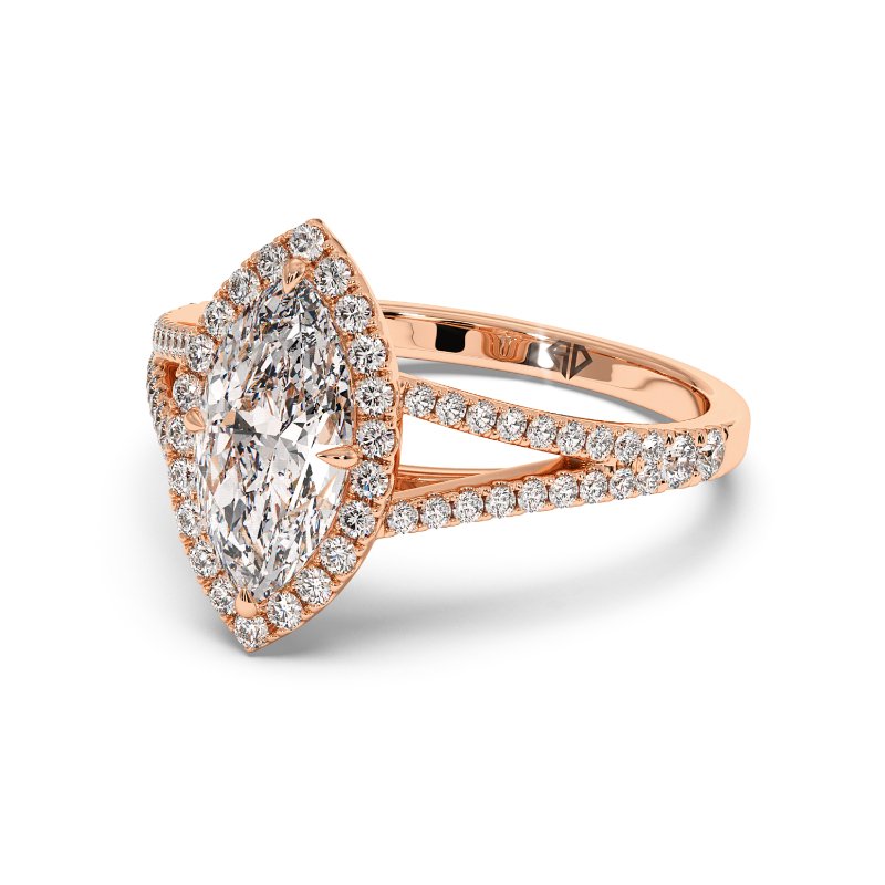 18K Rose Gold Odessa Halo Engagement Ring