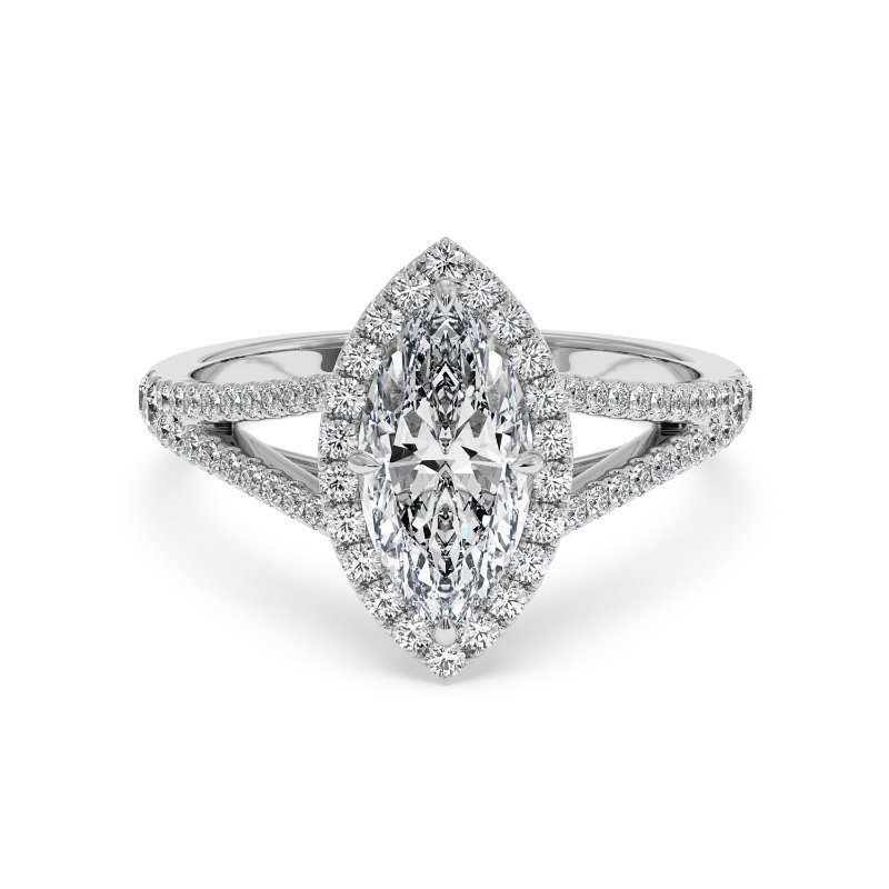 18K White Gold Odessa Halo Engagement Ring
