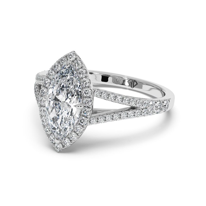 18K White Gold Odessa Halo Engagement Ring
