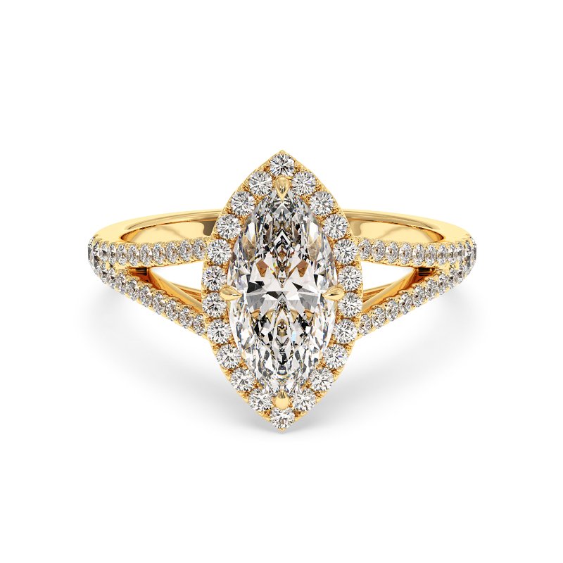 18K Yellow Gold Odessa Halo Engagement Ring