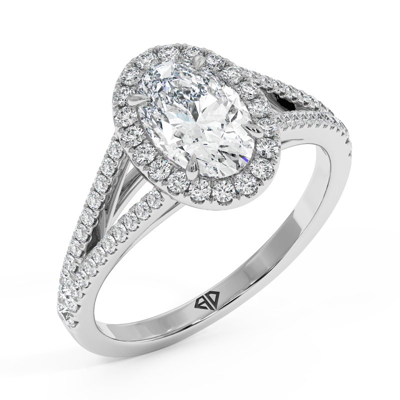 18K White Gold Odessa Halo Engagement Ring