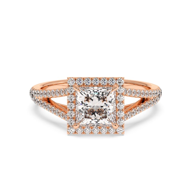 18K Rose Gold Odessa Halo Engagement Ring