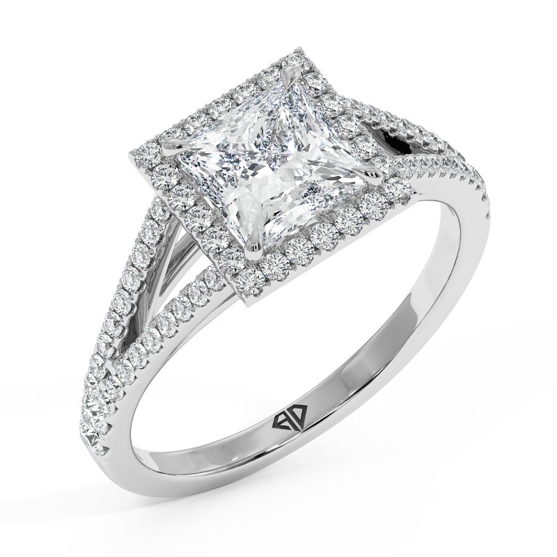 18K White Gold Odessa Halo Engagement Ring