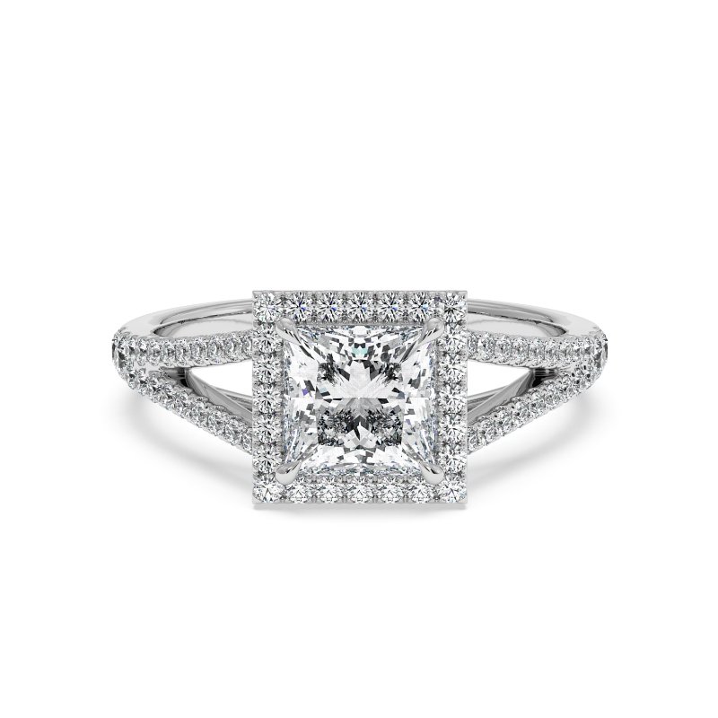 18K White Gold Odessa Halo Engagement Ring