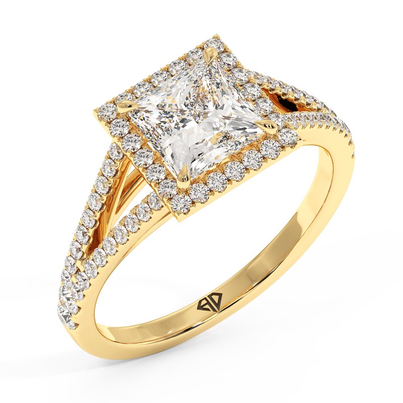 18K Yellow Gold Odessa Halo Engagement Ring