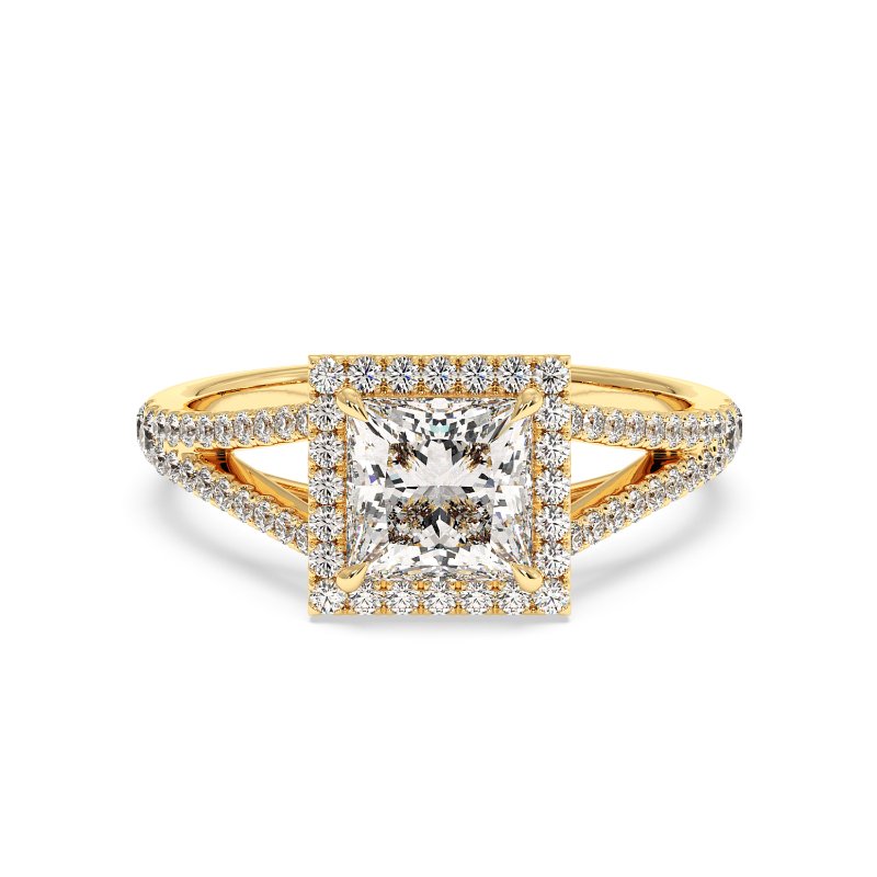 18K Yellow Gold Odessa Halo Engagement Ring
